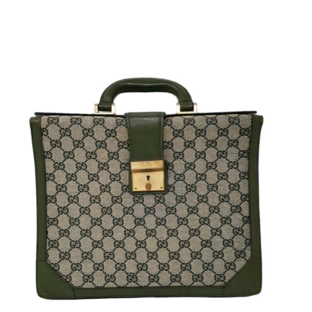 Rare Olive Green Gucci Monogram Collector Portfolio Briefcase | Circa 1960s-1970